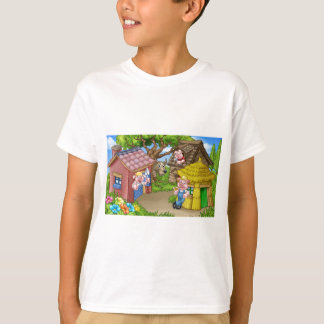 Camiseta La escena del cuento de hadas de tres cerditos