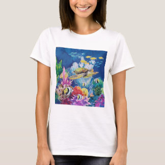 Camiseta La escena oceánica de la tortuga verde