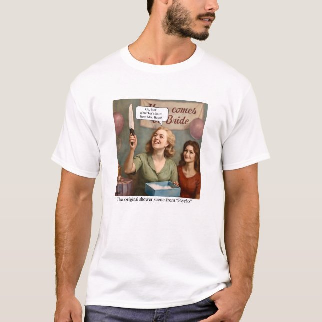 Camiseta La escena original de la ducha de Psicosis. (Anverso)