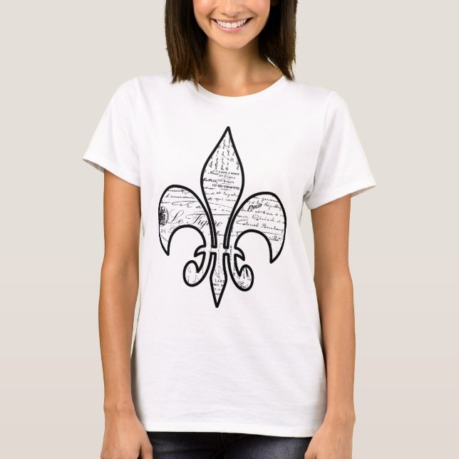Camiseta La escritura francesa de la flor de lis redacta (Anverso)