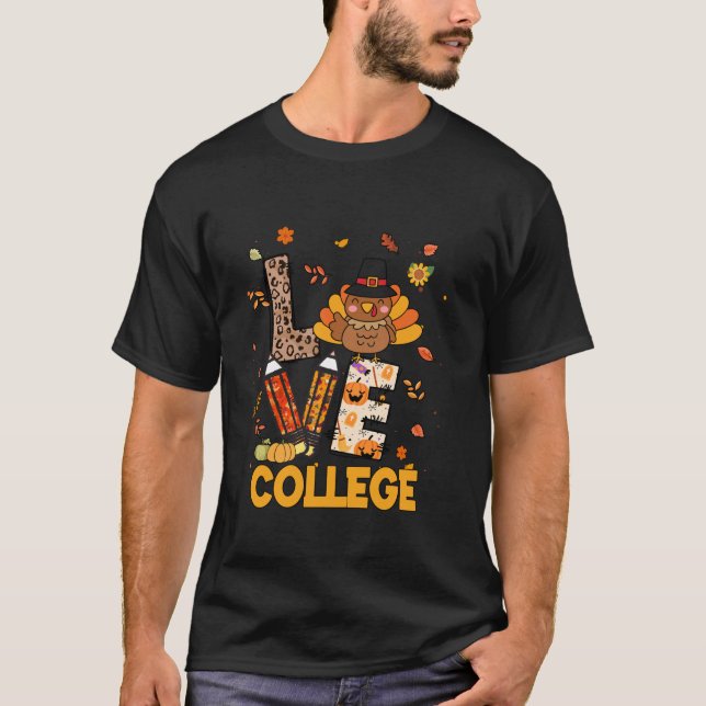 Camiseta La Escuela de Amor Otoño Cae Turquía Por Las Graci (Anverso)