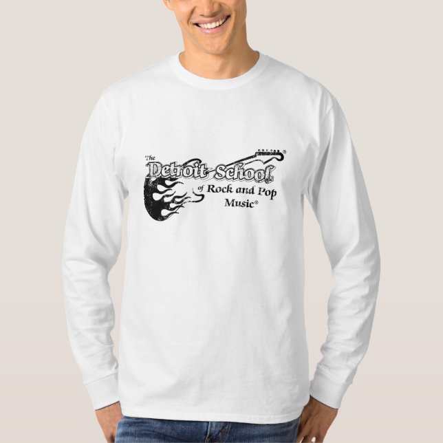 Camiseta La escuela de Detroit de la roca y de largo blanco (Anverso)