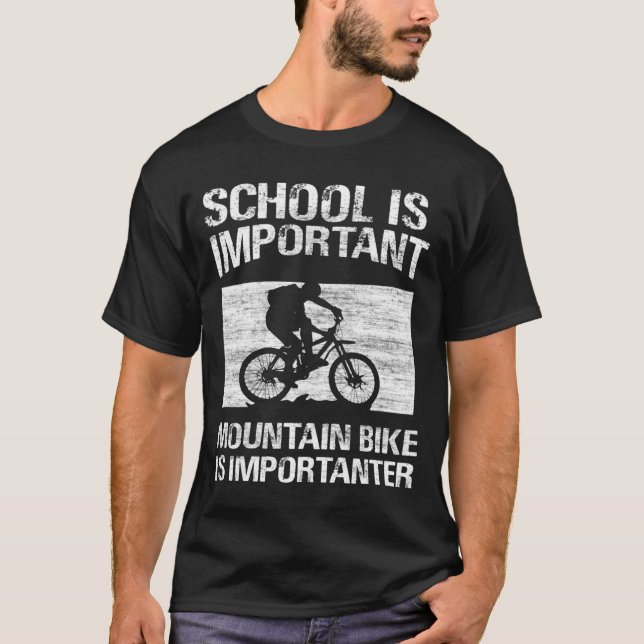 Camiseta la escuela es importante la bicicleta de montaña (Anverso)