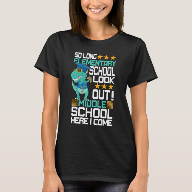 Camiseta La escuela primaria larga mira la escuela secundar (Anverso)