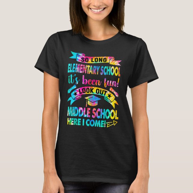 Camiseta La escuela primaria larga mira la escuela secundar (Anverso)