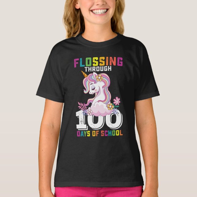 Camiseta La escuela Unicornio está en marcha durante 100 dí (Anverso)