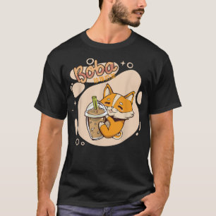 Camiseta La estética Kawaii Corgi Bubble Tea Funny Boba's W