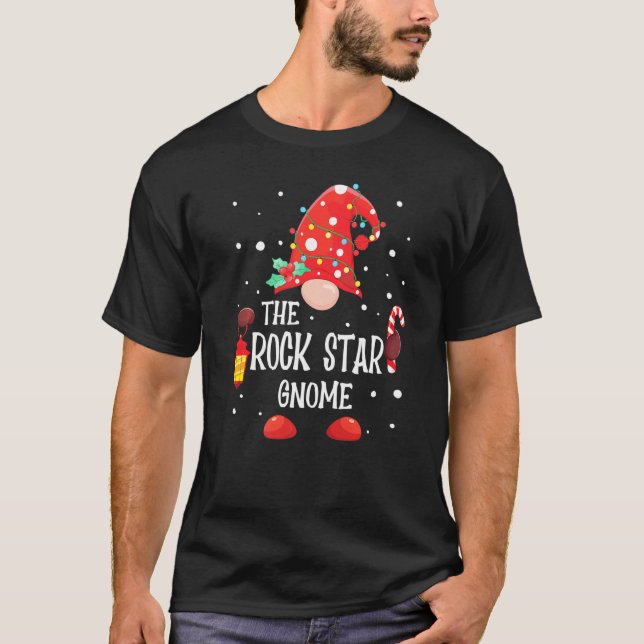 Camiseta La estrella de rock Gnome Gnom Navidades familiare (Anverso)