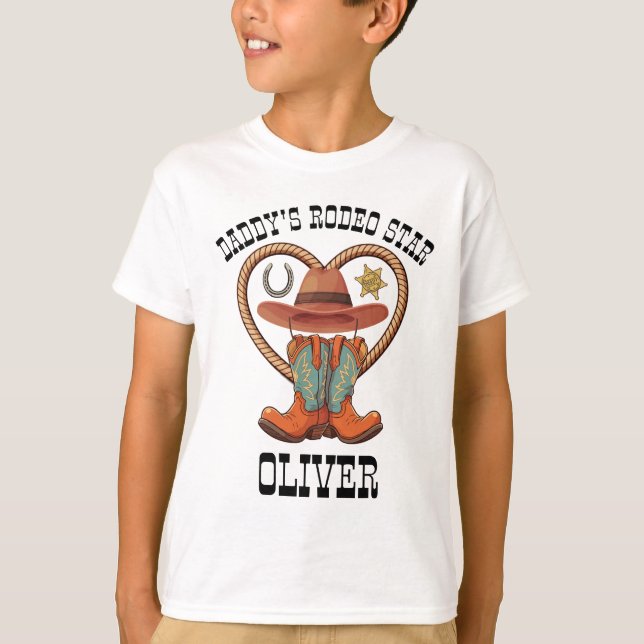 Camiseta La Estrella del Rodeo de Papá - Pequeño Vaquero (Anverso)