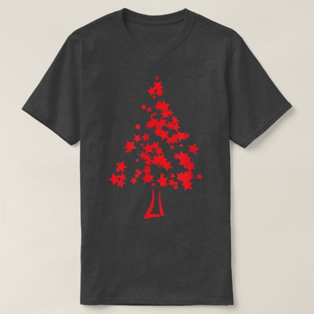 CAMISETA LA ESTRELLA ROJA NAVIDAD ÁRBOL MERRY NAVIDAD FELIZ (Diseño del anverso)