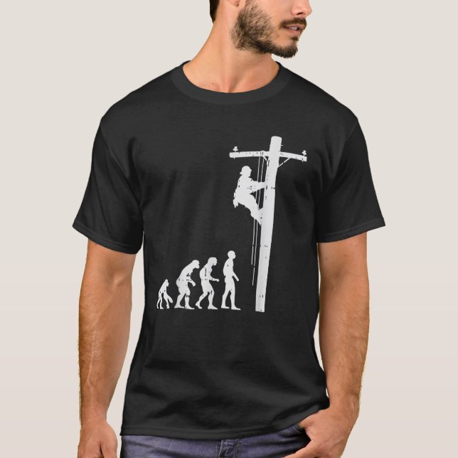 Camiseta La evolución de Lineman Divertida Potencia Electri (Anverso)