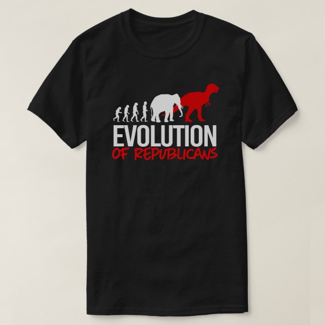 Camiseta La evolución de los republicanos en los dinosaurio (Diseño del anverso)