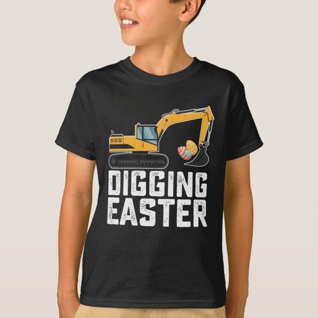 Camiseta La excavadora de pascua cavando huevos cazando es  (Anverso)