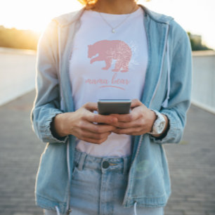 Camiseta La familia de las mujeres de color rosa Mama Bear 