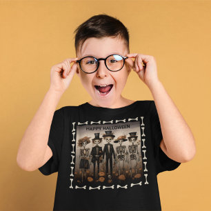 Camiseta La familia de Skeleton feliz Halloween