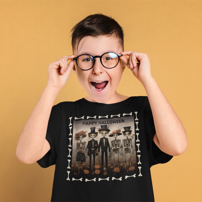 Camiseta La familia de Skeleton feliz Halloween (Subido por el creador)