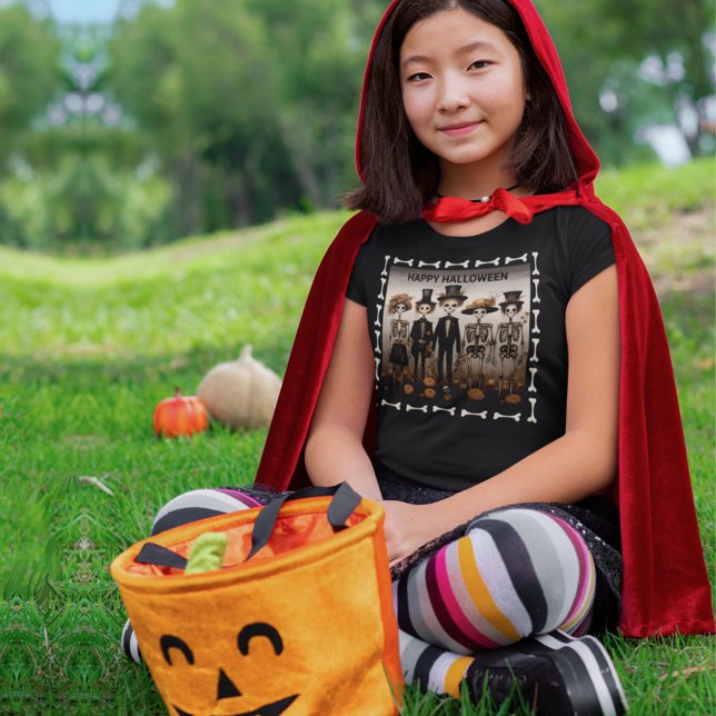 Camiseta La familia de Skeleton feliz Halloween (Subido por el creador)