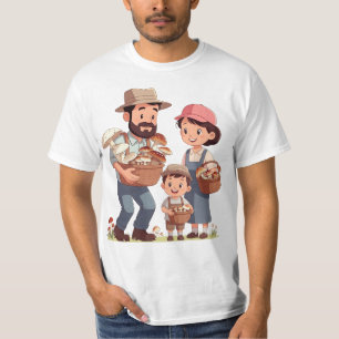Camiseta La familia recogiendo setas juntas