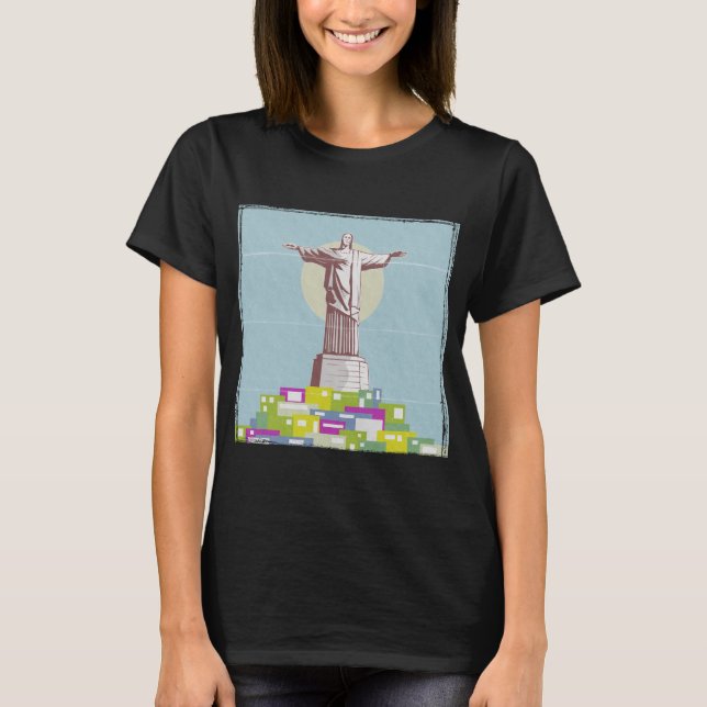 Camiseta La Favela del Afiche de Viaje Cristo Redentor (Anverso)