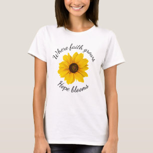 Camiseta La fe cristiana crece Flor amarilla La esperanza f