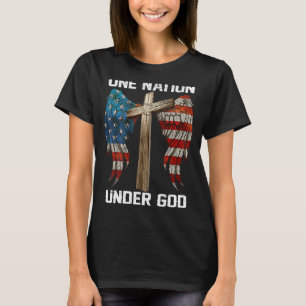 Camiseta La fe de la bandera de Estados Unidos cruza una na