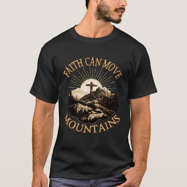 Camiseta La fe puede mover montañas Jesús Biblia cristiana (Anverso)