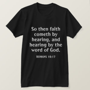 Camiseta La Fe Viene Oyendo La Biblia Verse Negro