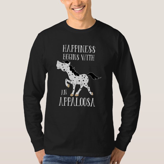 Camiseta La felicidad comienza con el caballo de mancha de  (Anverso)