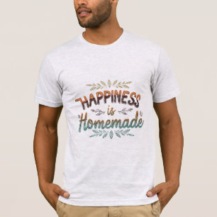 Camiseta La felicidad es casera - Bella+Canvas Manga Corta