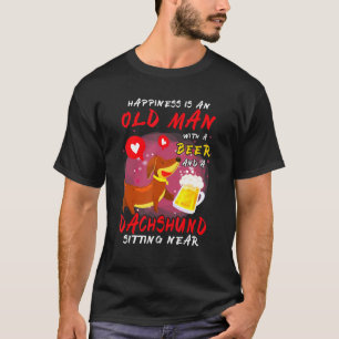 Camiseta La Felicidad Es El Hombre Mayor Con Cerveza Dachsh