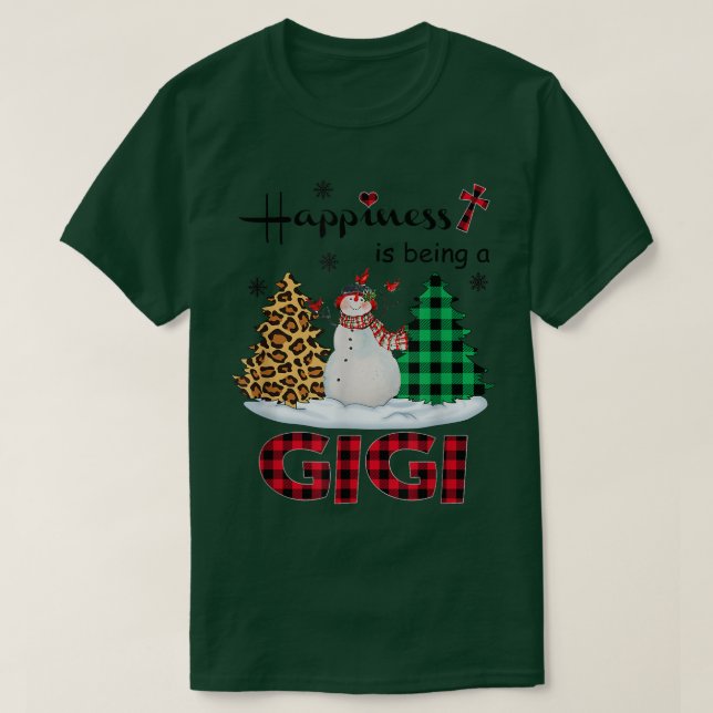 Camiseta La felicidad es ser Gigi Snowman Feliz Navidad (Diseño del anverso)