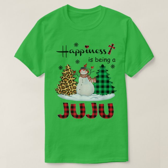 Camiseta La felicidad es ser Juju Snowman Feliz Navidad (Diseño del anverso)