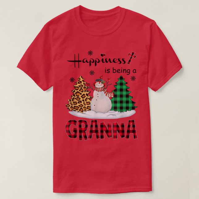 Camiseta La felicidad es ser la abuela Snowman Feliz Navida (Diseño del anverso)