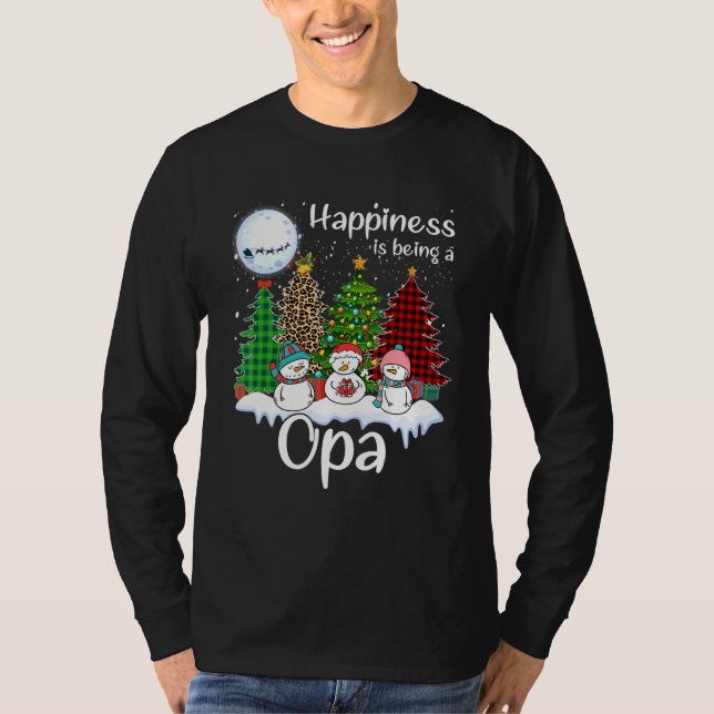 Camiseta La Felicidad Es Ser Un Opa Christmas Tree Leoparl  (Anverso)
