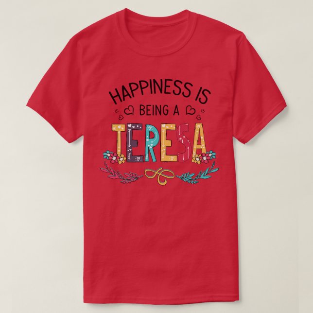 Camiseta La Felicidad Es Ser Un San Valentín De Flores Silv (Diseño del anverso)