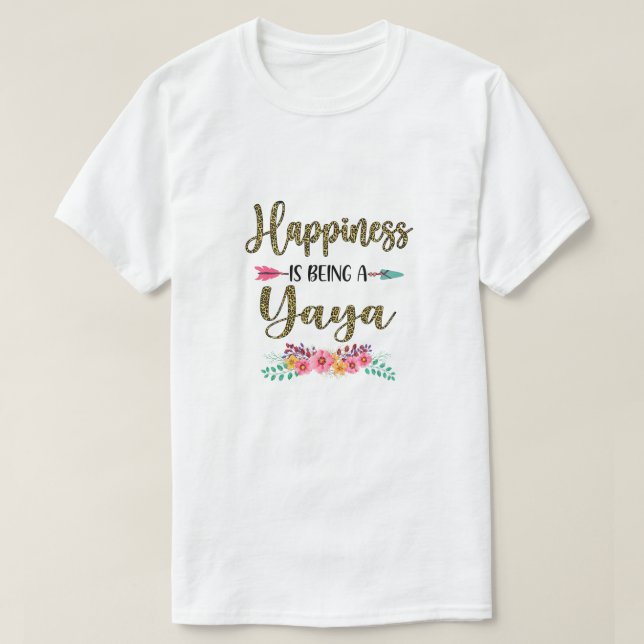 Camiseta La Felicidad Es Ser Un Yaya Para Las Mujeres Leopa (Diseño del anverso)