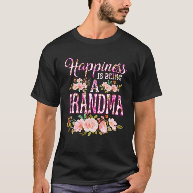 Camiseta La felicidad es ser una abuela divertida, madres f (Anverso)