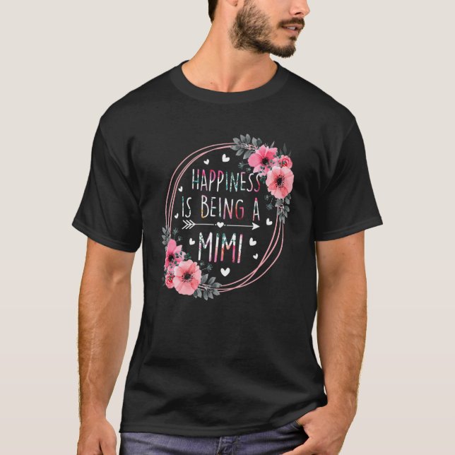 Camiseta La felicidad es ser una flor floral mimi (Anverso)