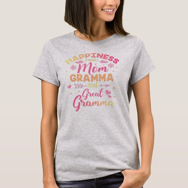 Camiseta la felicidad es ser una gramma de mamá y una gran  (Anverso)