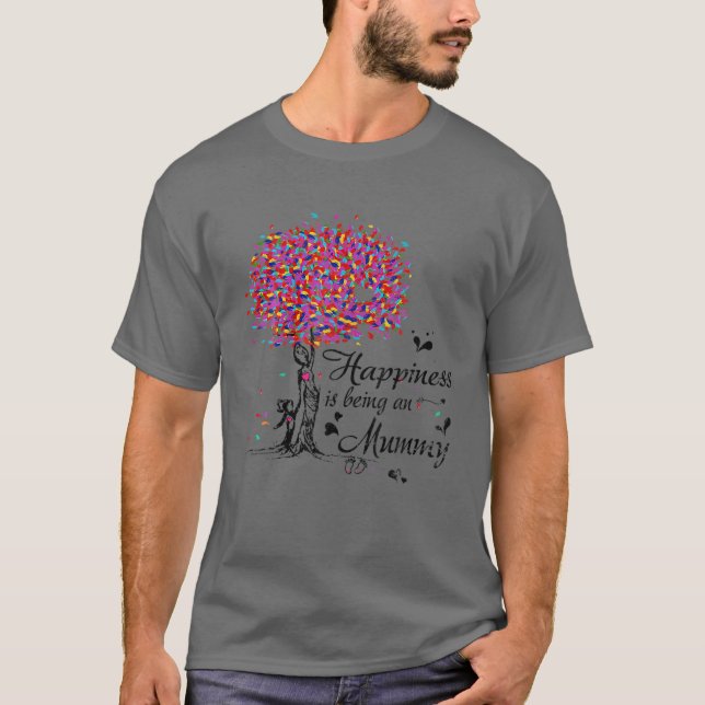 Camiseta La felicidad es ser una momia para burlarse del dí (Anverso)