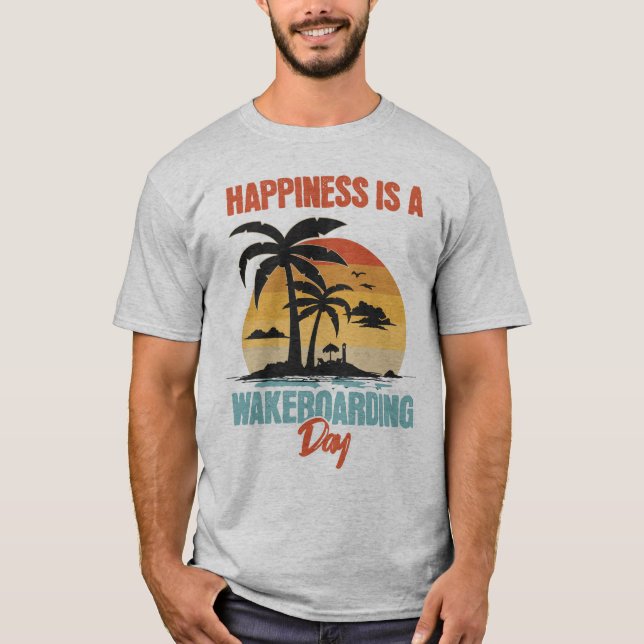 Camiseta La Felicidad Es Un Día De Wakeboard (Anverso)