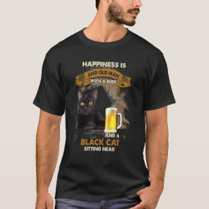 Camiseta La Felicidad Es Un Hombre Mayor Con Una Cerveza Y 