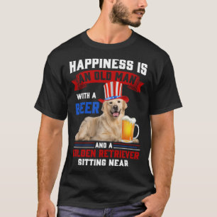Camiseta La Felicidad Es Un Hombre Mayor Con Una Cerveza Y 