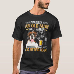 Camiseta La Felicidad Es Un Hombre Mayor Con Una Cerveza Y