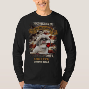 Camiseta La Felicidad Es Un Viejo Con Un Vino Y Un Tzu Shih