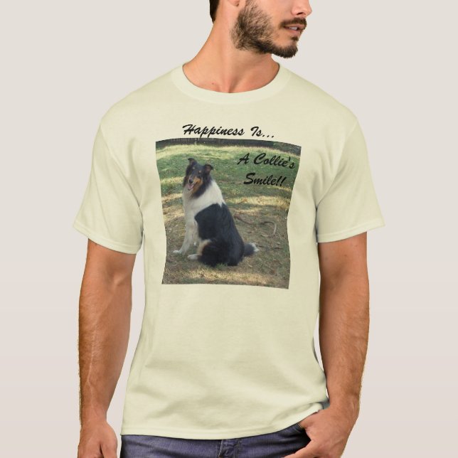 Camiseta La Felicidad Es.. Una sonrisa de Collie. (Anverso)