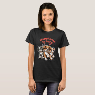 Camiseta La felicidad está aquí Dog Lover Cachorro