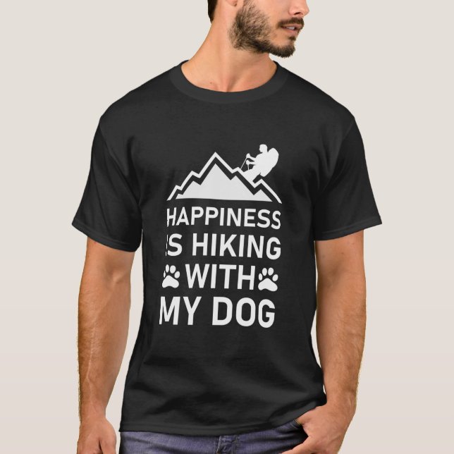 Camiseta La Felicidad Está Caminando Con Mi Perro Caminando (Anverso)