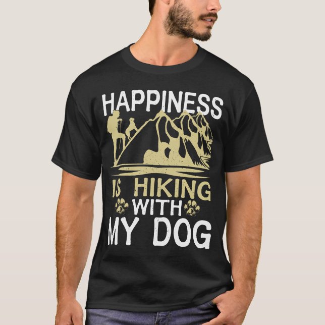 Camiseta La Felicidad Está Caminando Con Mi Perro Caminando (Anverso)