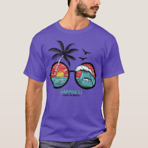 Camiseta La felicidad llega en olas de Novedad de tés y com